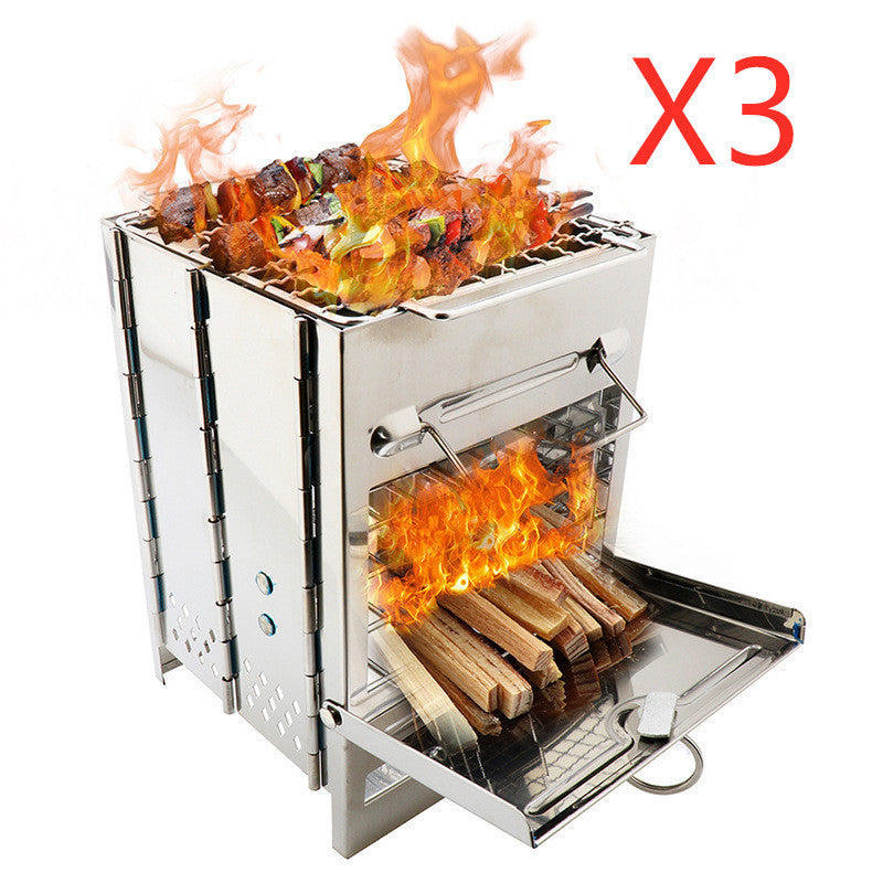 Lightweight Camping Wood Stove Adjustable Folding Wood Stove Burning for Outdoor Cooking Picnic Hunting BBQ Windproof - roamtheridge.com
