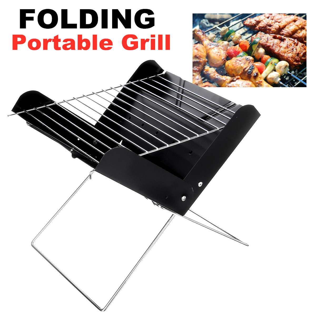 BBQ Grill Folding Stainless Steel Portable Small Barbecue Grill Tool BBQ Outdoor Camping Charcoal Furnace BBQ Grills Accessories - roamtheridge.com