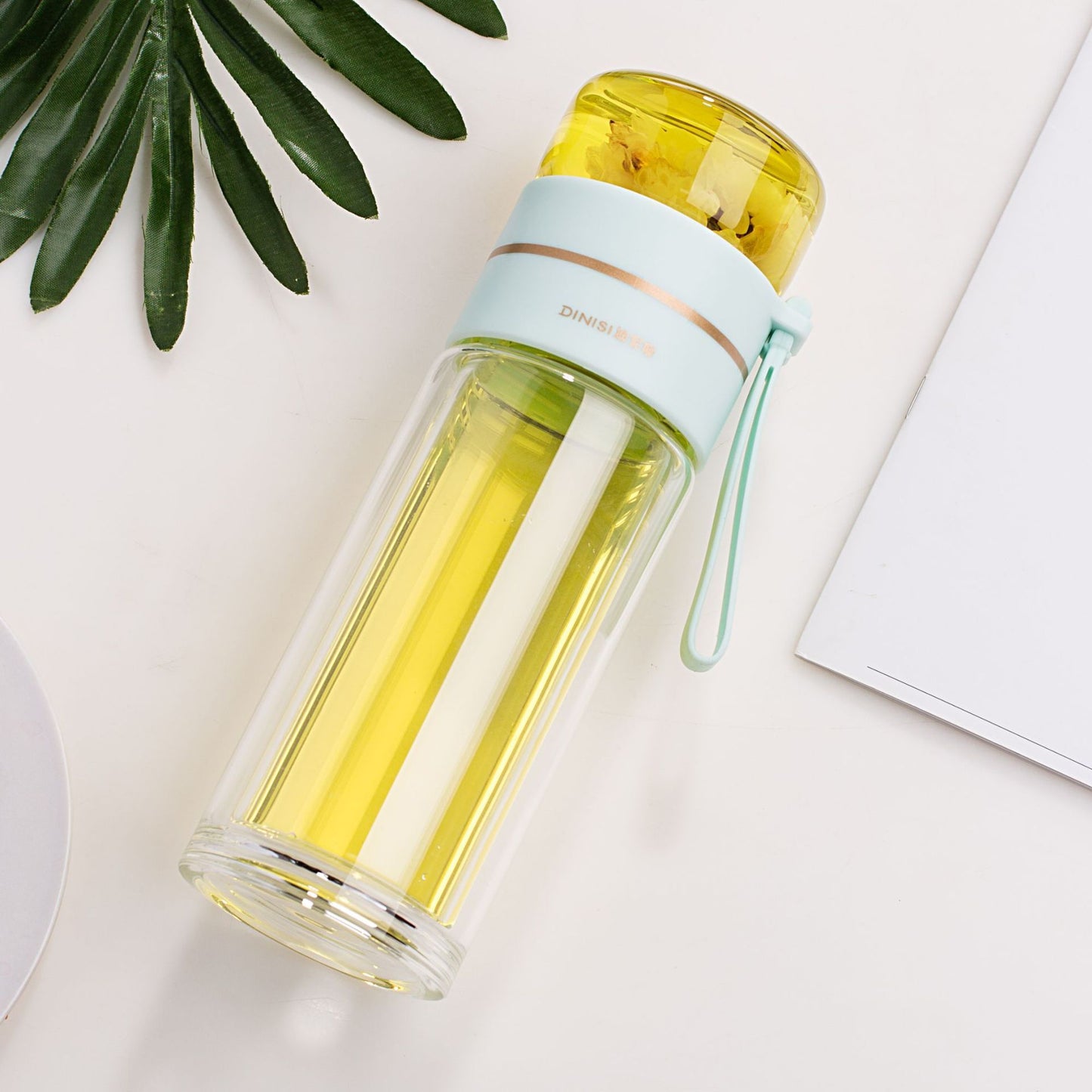 Glass Water Bottle With Tea Infuser Filter Tea Separation Double Wall Glass Bottle Leakproof Water Bottle - roamtheridge.com