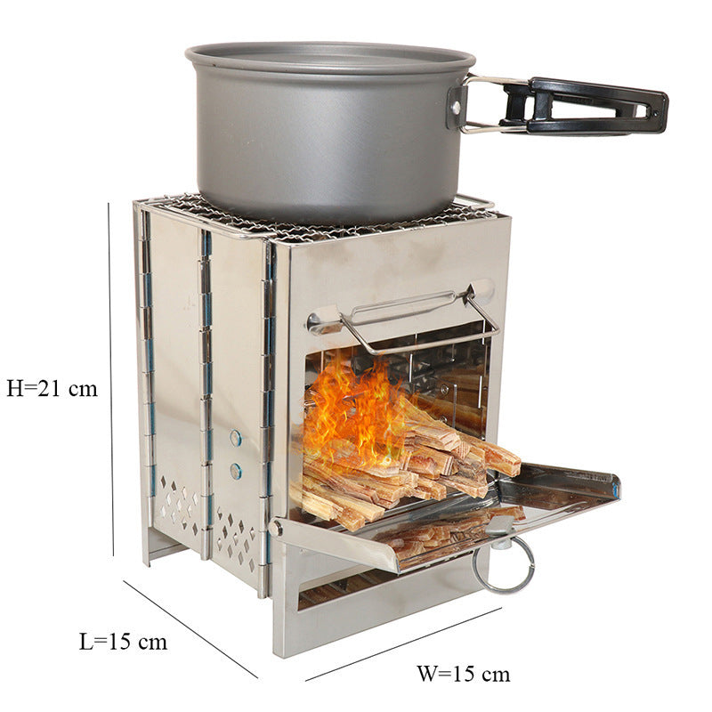 Lightweight Camping Wood Stove Adjustable Folding Wood Stove Burning for Outdoor Cooking Picnic Hunting BBQ Windproof - roamtheridge.com