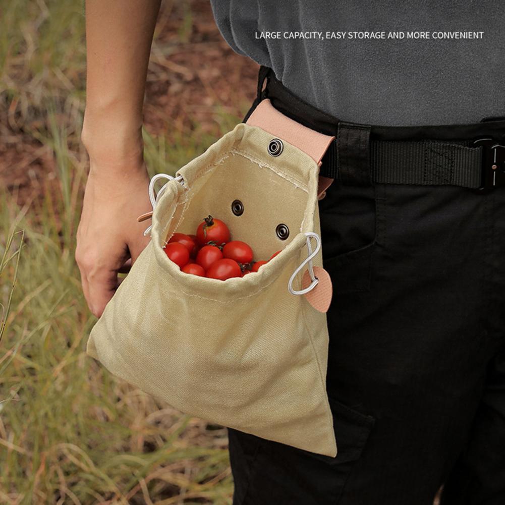 Outdoor Picking Multifunctional Bag, Hanging Waist Kit, Waist Strap Bag, Folding Canvas Kit Canvas Fruit Harvest Pouch For Jungle Camping Hiking Hunting, Foldable - roamtheridge.com