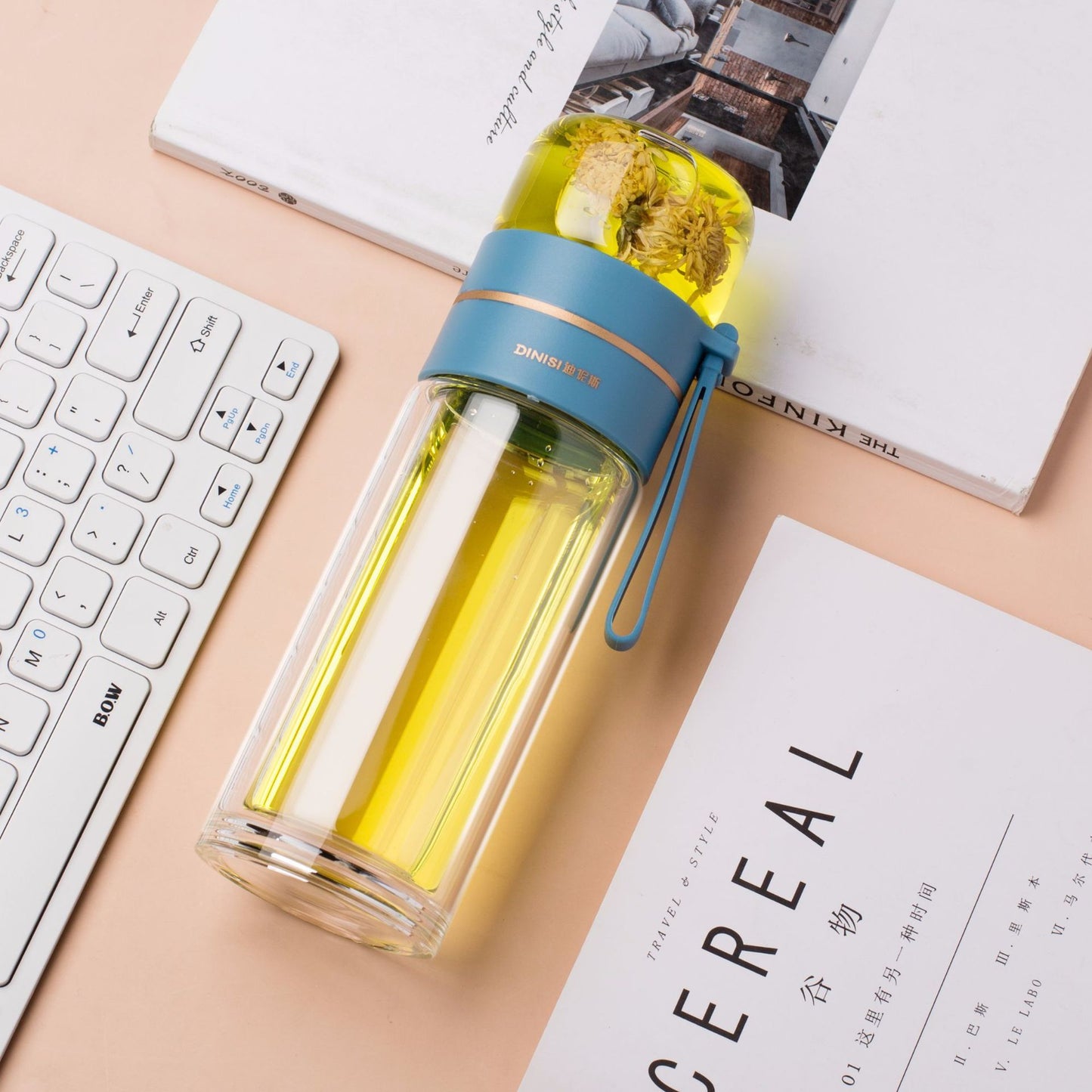 Glass Water Bottle With Tea Infuser Filter Tea Separation Double Wall Glass Bottle Leakproof Water Bottle - roamtheridge.com